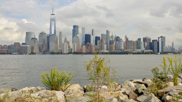 One World Trade Center building in front of Liberty State Park in Jersey City, New Jersey, U.S.,, on Tuesday, Sept. 28, 2021. This year through mid-September, purchase contracts in Hudson County -- also home to Weehawken and Jersey City -- jumped 35% from the same period in 2020, according to data from Otteau Valuation Group.